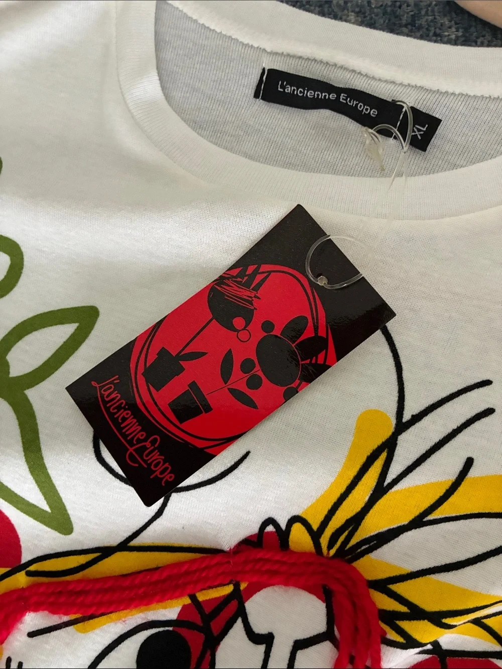 Loca Graphic Short Sleeve Tee - White with Red, Green & Yellow Print
